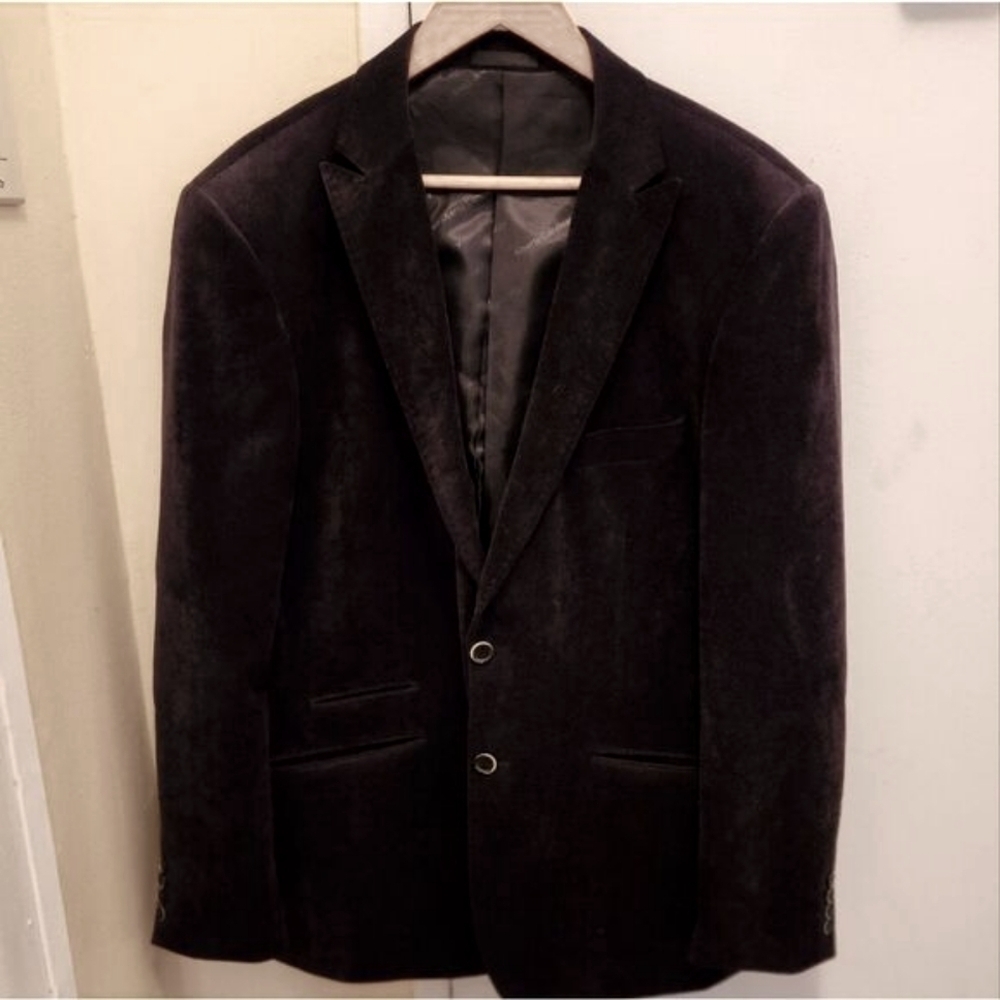 Alberto Cardinali black corduroy single breasted blazer sz 44R